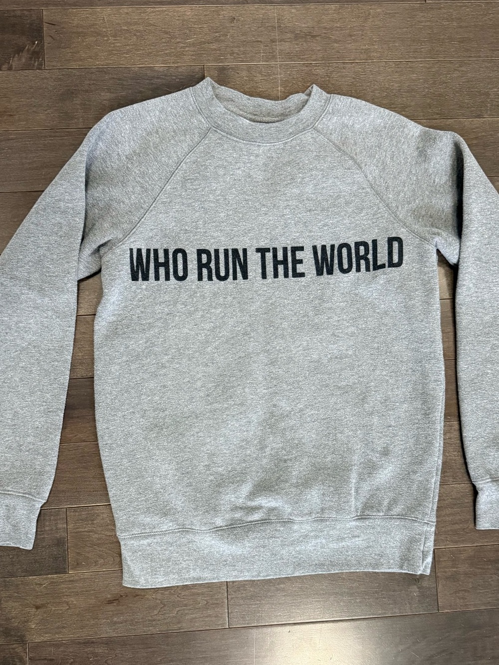 Brunette The Label Heather Gray Crewneck Sweatshirt with Black Text